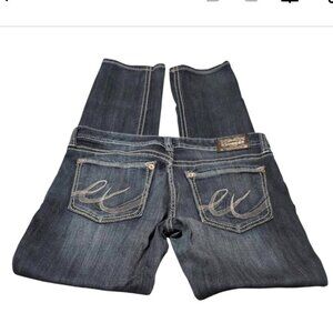 Express Jeans Dark Wash Straight Leg with Design Back Pockets, Cotton Pants
